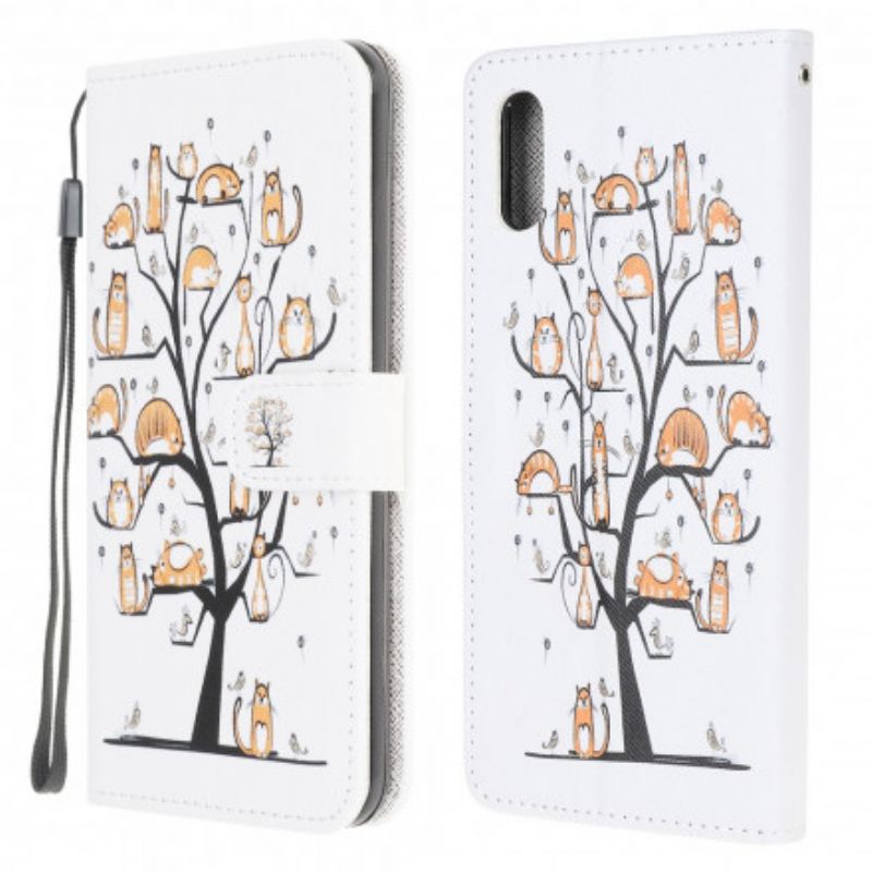 Leren Hoesje Voor Samsung Galaxy Xcover 5 Funky Cats Strappy