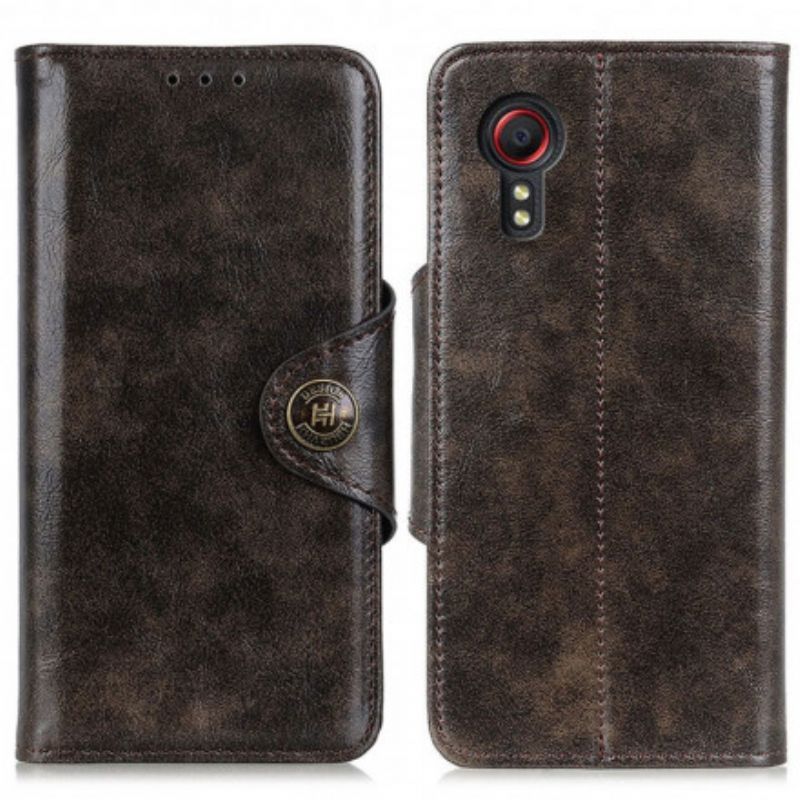 Leren Hoesje Voor Samsung Galaxy Xcover 5 Kunstleer Knoop Vintage