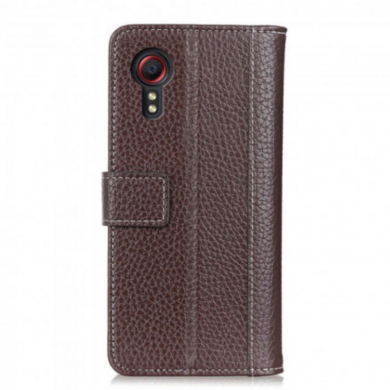 Leren Hoesje Voor Samsung Galaxy Xcover 5 Litchi Leder Effect Naden