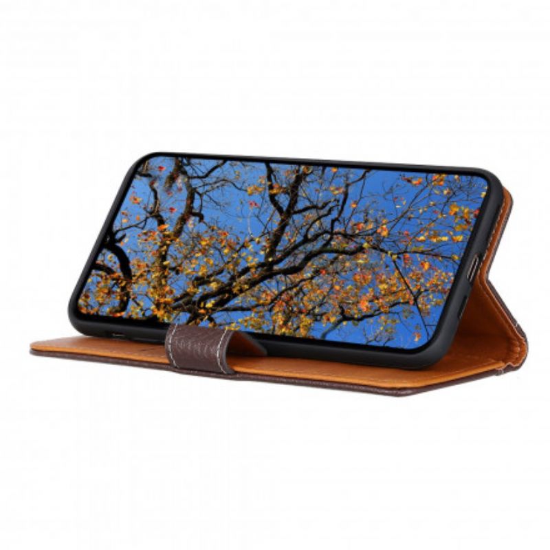 Leren Hoesje Voor Samsung Galaxy Xcover 5 Litchi Leder Effect Naden