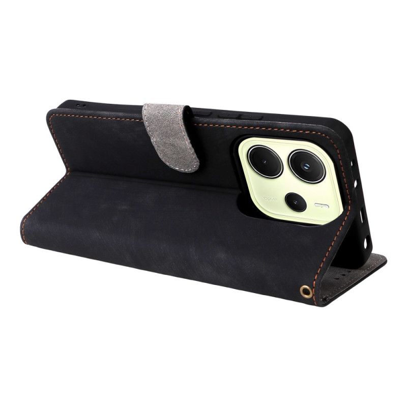 Bescherming Hoesje Xiaomi Redmi Note 14 4g Rfid-bescherming Suède-effect Met Bandje