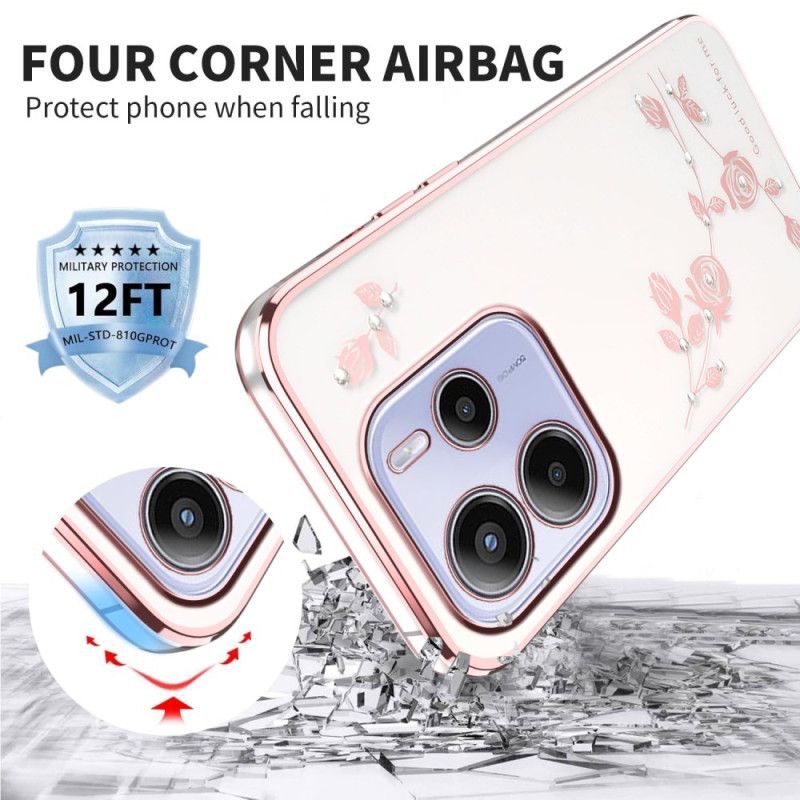 Cover Hoesje Xiaomi Redmi Note 14 4g Telefoonhoesje Strass-steentjes En Bloemen