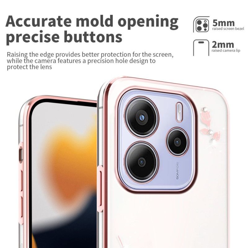 Cover Hoesje Xiaomi Redmi Note 14 4g Telefoonhoesje Strass-steentjes En Bloemen