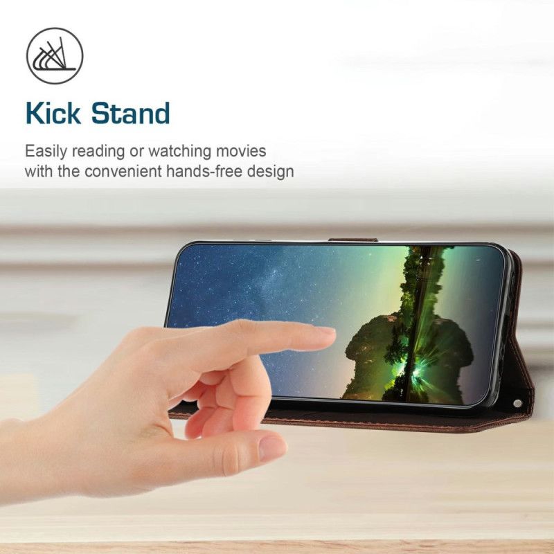 Flip Case Leren Xiaomi Redmi Note 14 4g Geometrische Lijnen Met Bandje