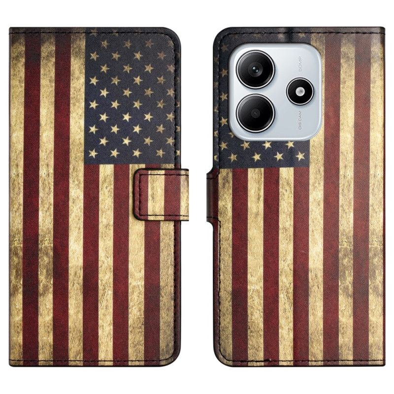 Flip Case Leren Xiaomi Redmi Note 14 4g Vintage Amerikaanse Vlag