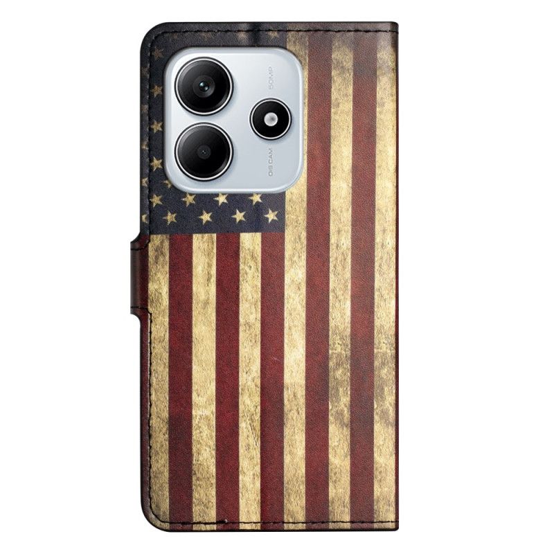 Flip Case Leren Xiaomi Redmi Note 14 4g Vintage Amerikaanse Vlag