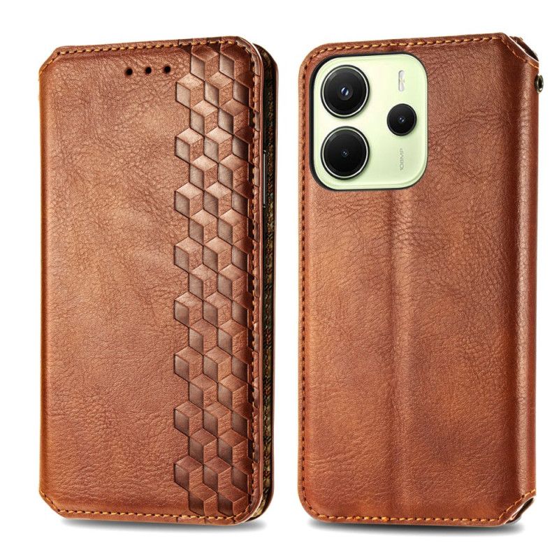 Folio-hoesje Voor Xiaomi Redmi Note 14 4g Vintage Lederlook Met Diamantpatroon