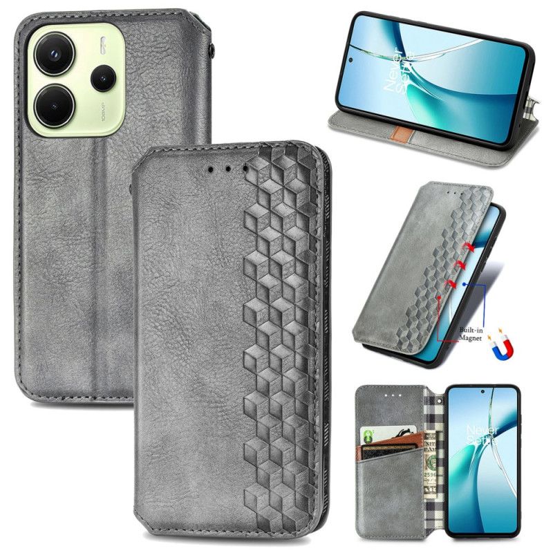 Folio-hoesje Voor Xiaomi Redmi Note 14 4g Vintage Lederlook Met Diamantpatroon