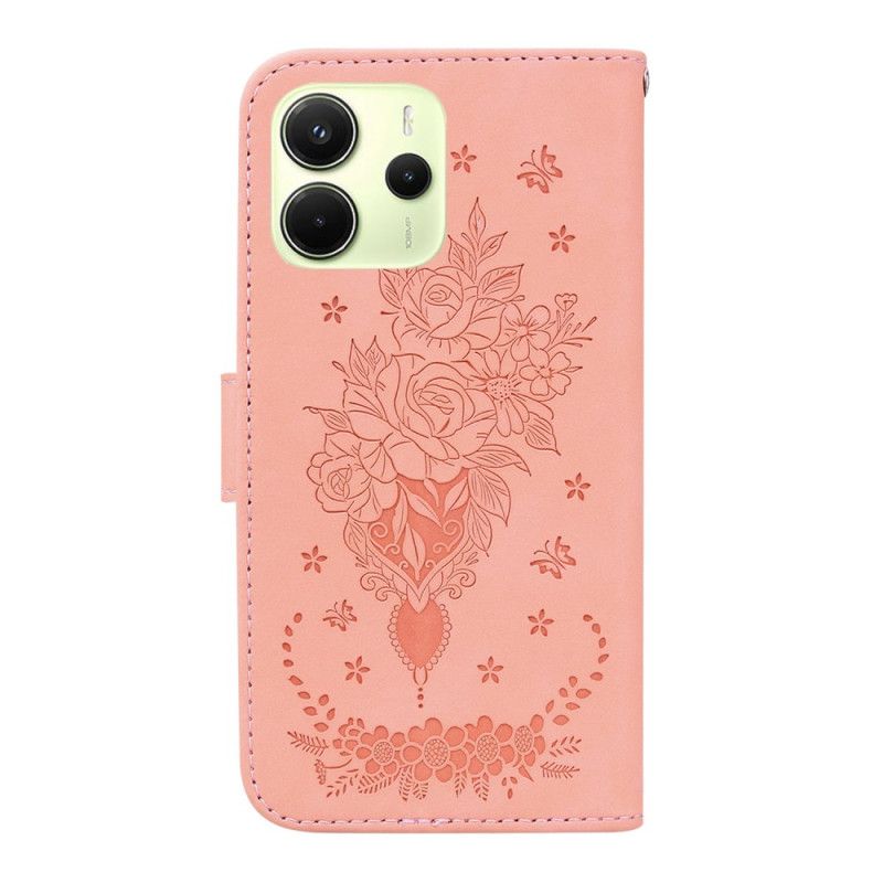 Folio-hoesje Xiaomi Redmi Note 14 4g Telefoonhoesje Boeket Rozen