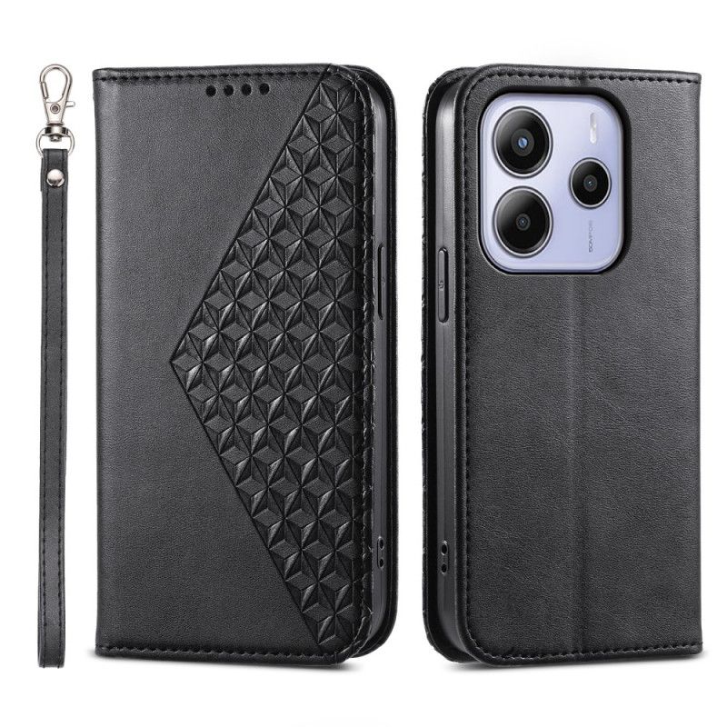 Folio-hoesje Xiaomi Redmi Note 14 4g Telefoonhoesje Diamantpatroon Met Bandje