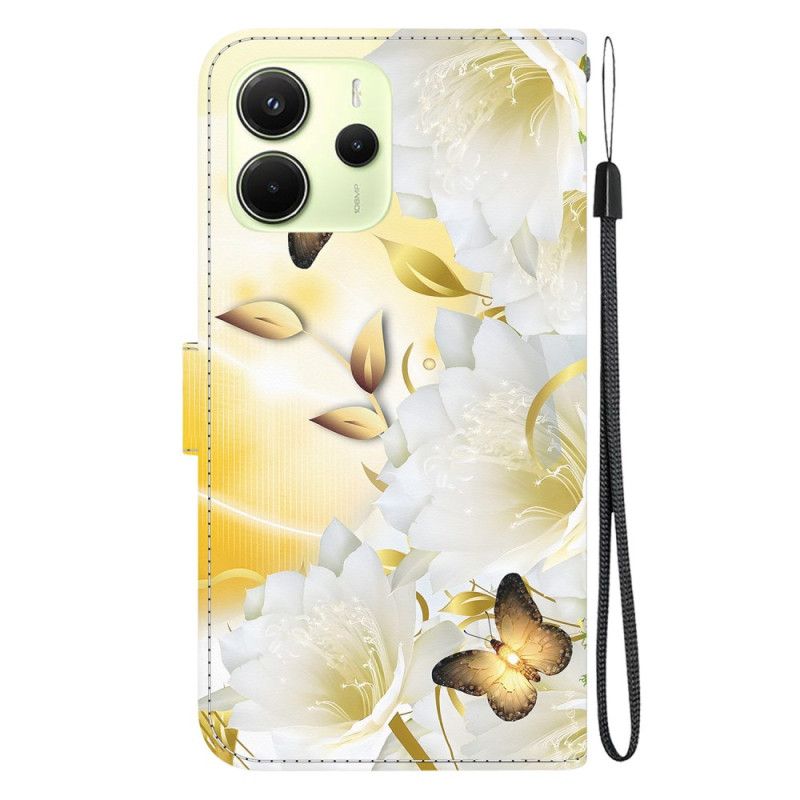 Folio-hoesje Xiaomi Redmi Note 14 4g Telefoonhoesje Gouden Vlinders En Bloemen