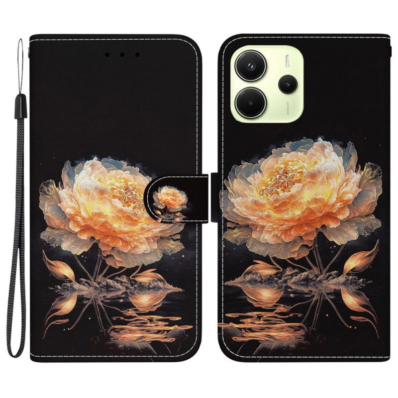 Folio-hoesje Xiaomi Redmi Note 14 4g Telefoonhoesje Oranje Pioenroos