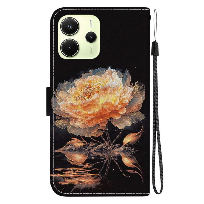 Folio-hoesje Xiaomi Redmi Note 14 4g Telefoonhoesje Oranje Pioenroos