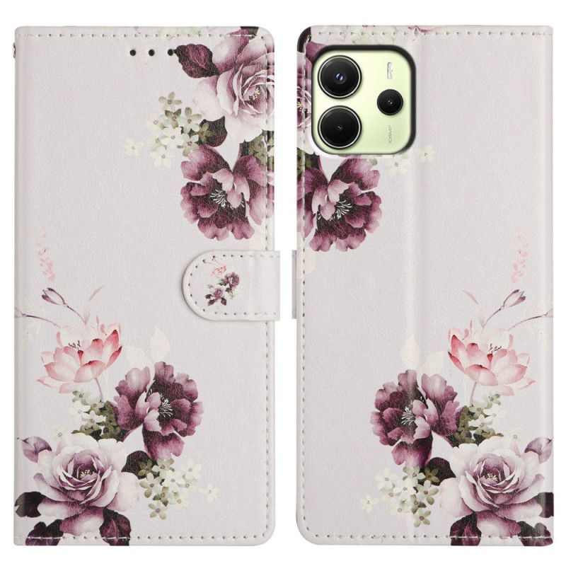Folio-hoesje Xiaomi Redmi Note 14 4g Telefoonhoesje Paarse Bloemen