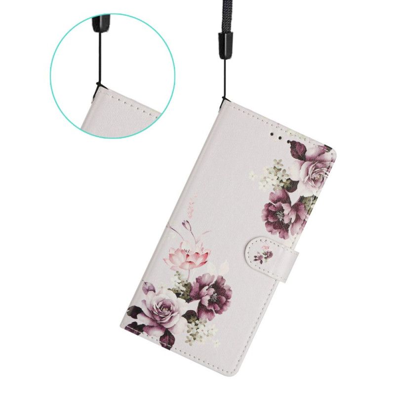 Folio-hoesje Xiaomi Redmi Note 14 4g Telefoonhoesje Paarse Bloemen
