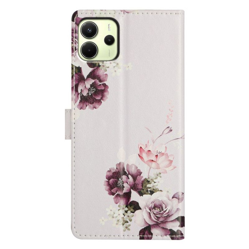 Folio-hoesje Xiaomi Redmi Note 14 4g Telefoonhoesje Paarse Bloemen