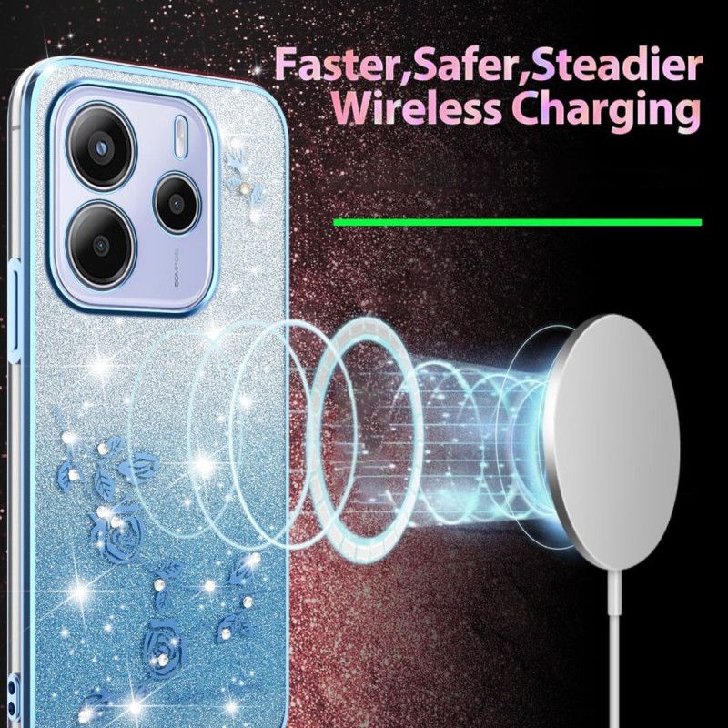 Hoesje Xiaomi Redmi Note 14 4g Glitter Met Bloemen In Kleurverloop