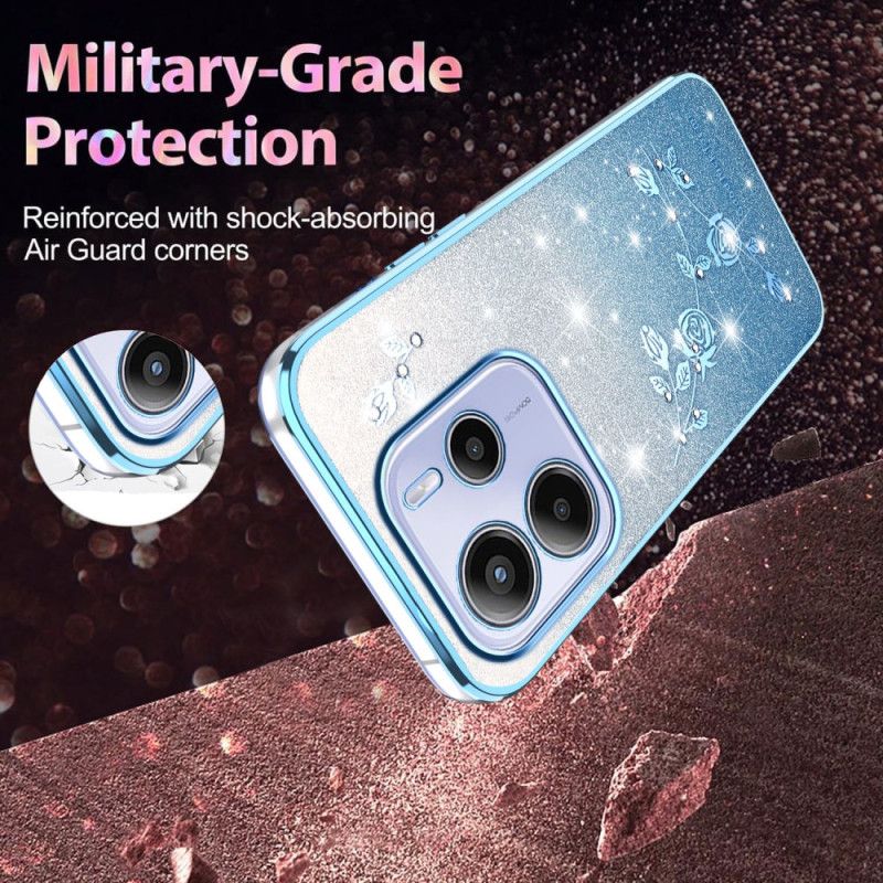 Hoesje Xiaomi Redmi Note 14 4g Glitter Met Bloemen In Kleurverloop