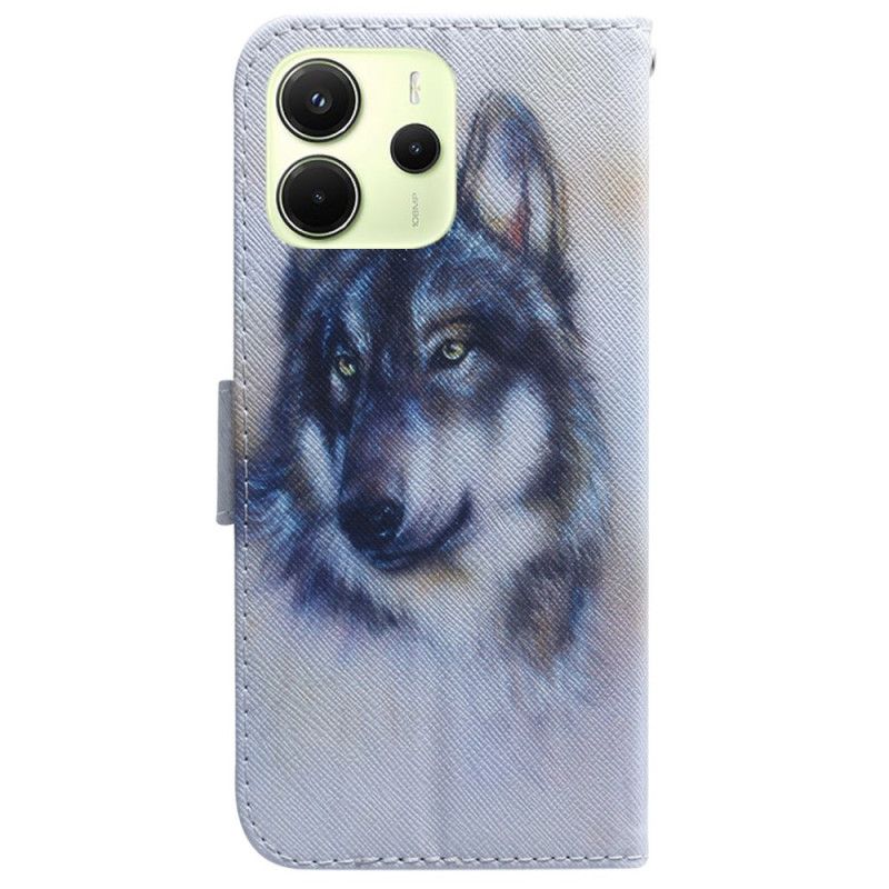 Leren Hoesje Voor Xiaomi Redmi Note 14 4g Aquarel Wolf