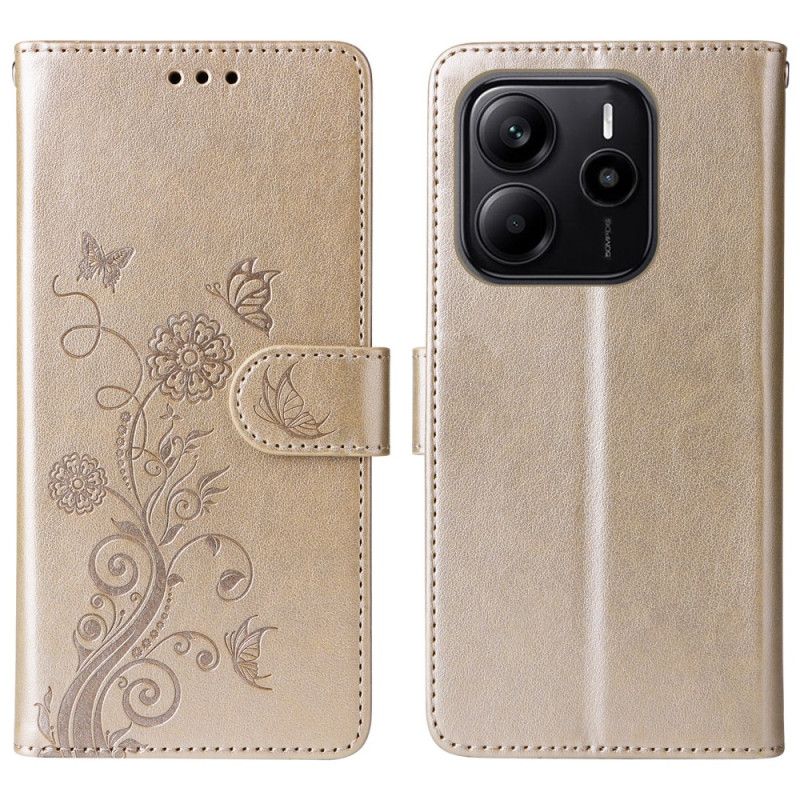 Leren Hoesje Voor Xiaomi Redmi Note 14 4g Bloemen