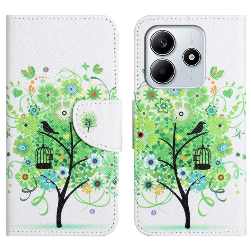 Leren Hoesje Voor Xiaomi Redmi Note 14 4g Groene Boom