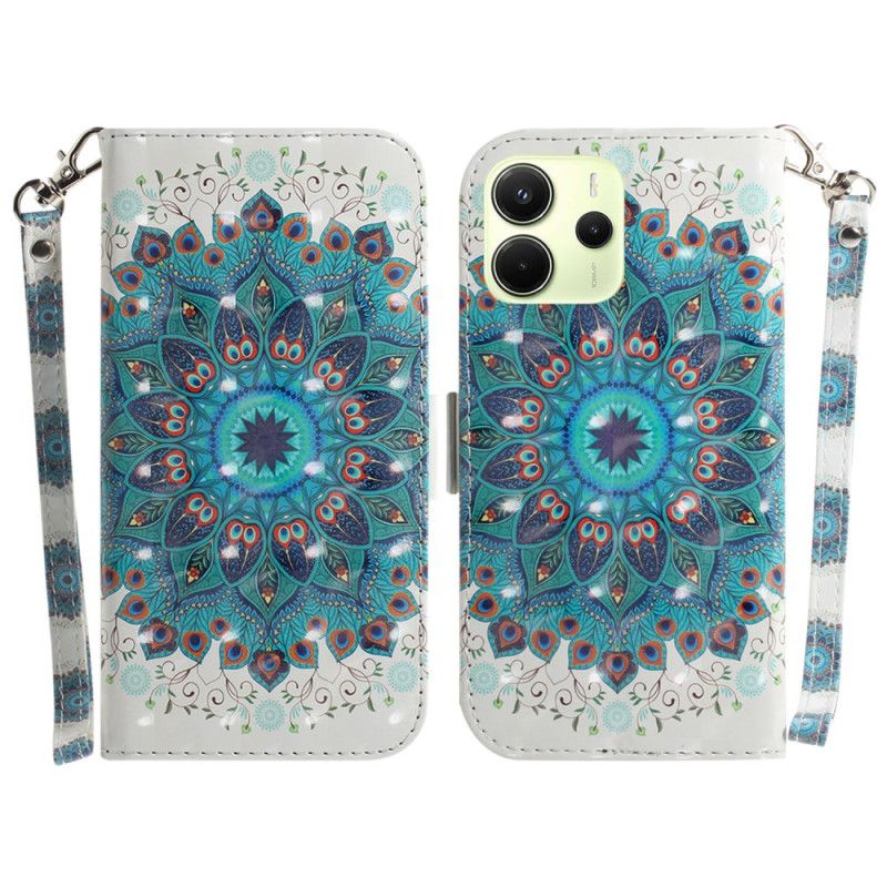 Leren Hoesje Voor Xiaomi Redmi Note 14 4g Groene Mandala Met Riempje