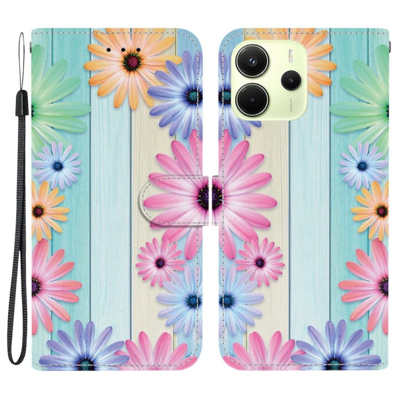 Leren Hoesje Voor Xiaomi Redmi Note 14 4g Kleurrijk Zonnebloemen