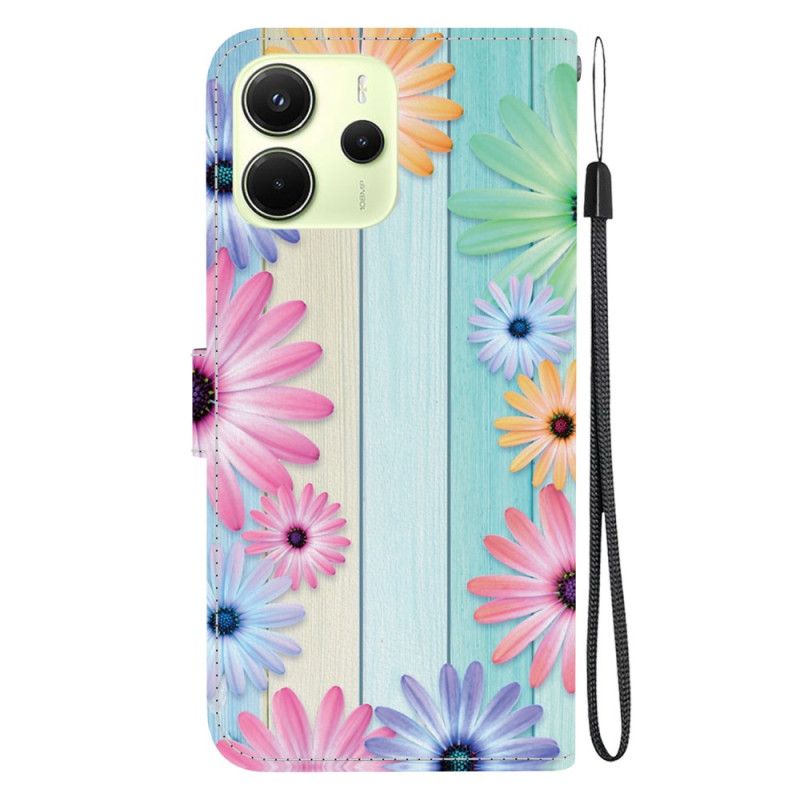 Leren Hoesje Voor Xiaomi Redmi Note 14 4g Kleurrijk Zonnebloemen