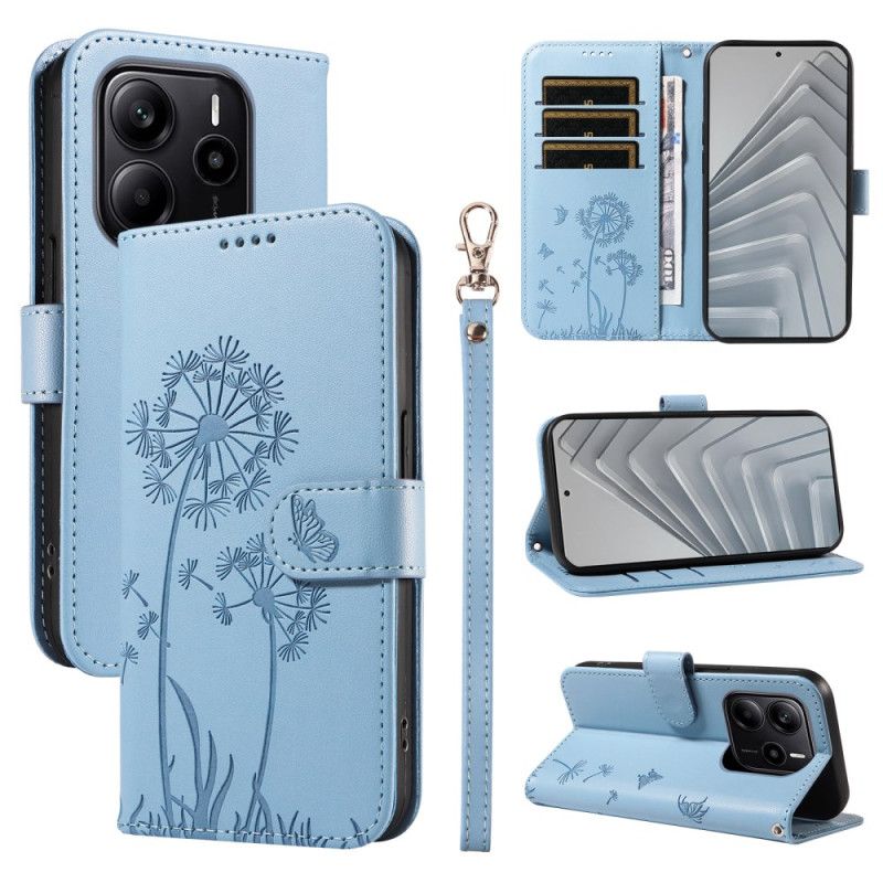 Leren Hoesje Voor Xiaomi Redmi Note 14 4g Paardenbloemen