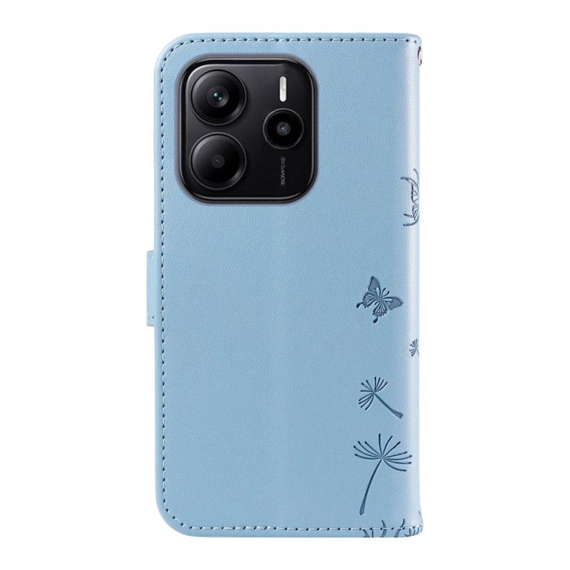 Leren Hoesje Voor Xiaomi Redmi Note 14 4g Paardenbloemen