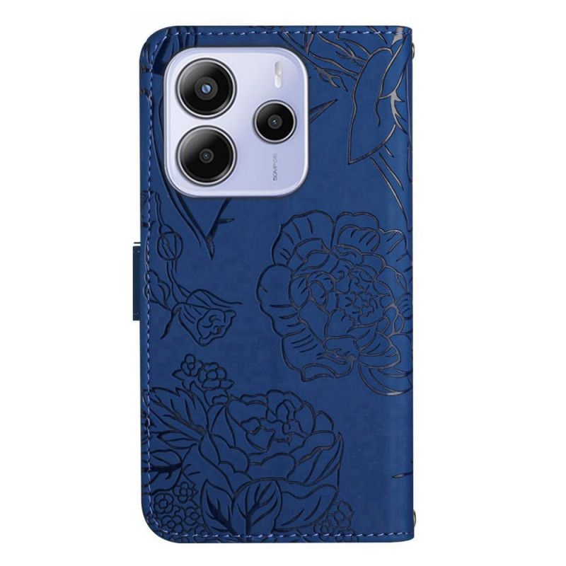 Leren Hoesje Voor Xiaomi Redmi Note 14 4g Vlinderprint Met Bandje
