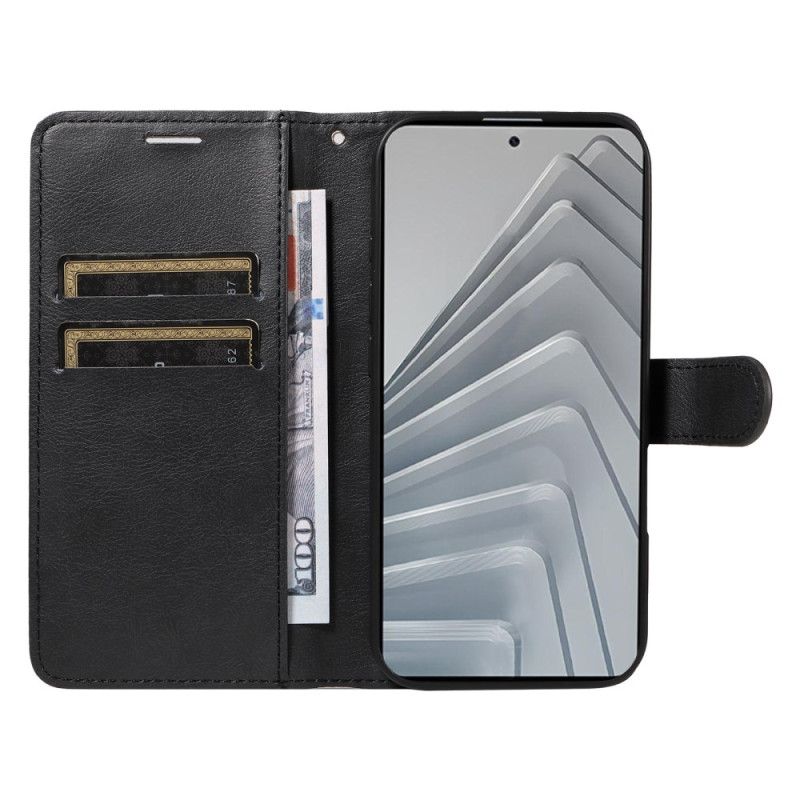 Leren Hoesje Xiaomi Redmi Note 14 4g Effen Kunstleer Met Riempje Bescherming Hoesje