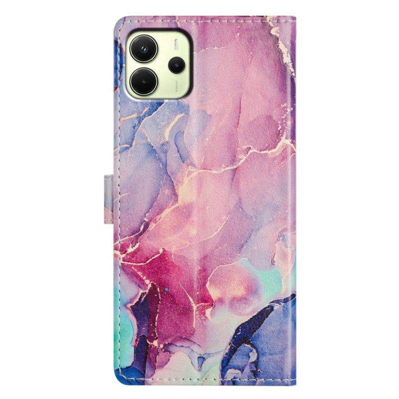 Leren Hoesje Xiaomi Redmi Note 14 4g Gekleurd Marmer Bescherming Hoesje