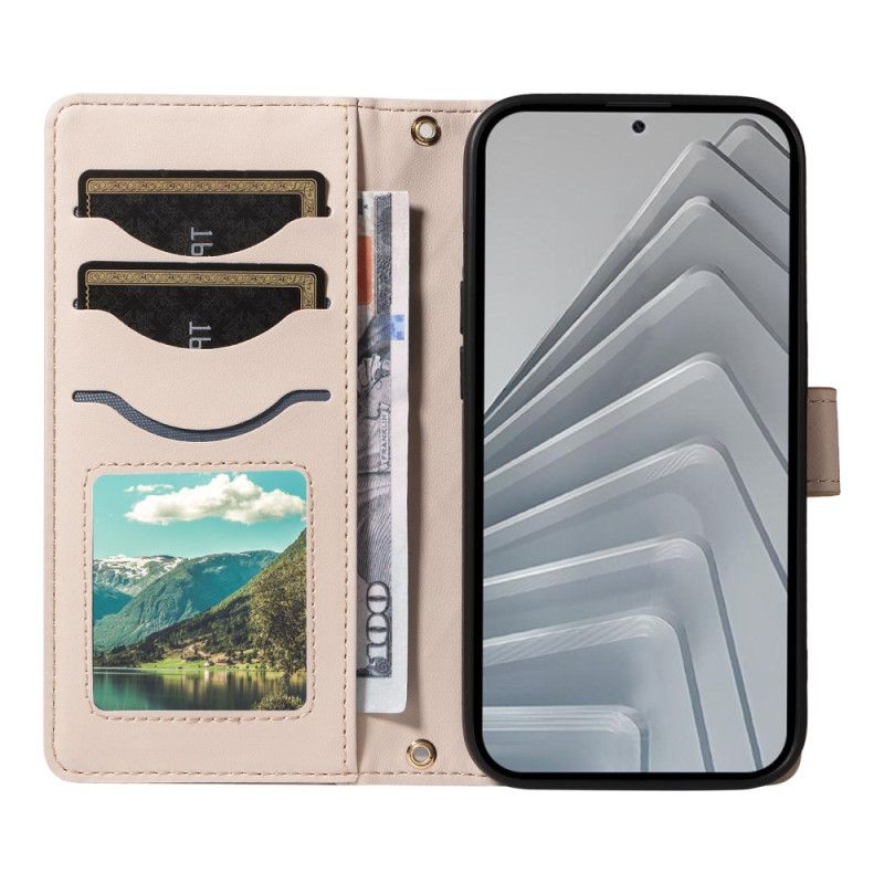 Leren Hoesje Xiaomi Redmi Note 14 4g Gewatteerd Met Riem En Schouderriem Bescherming Hoesje