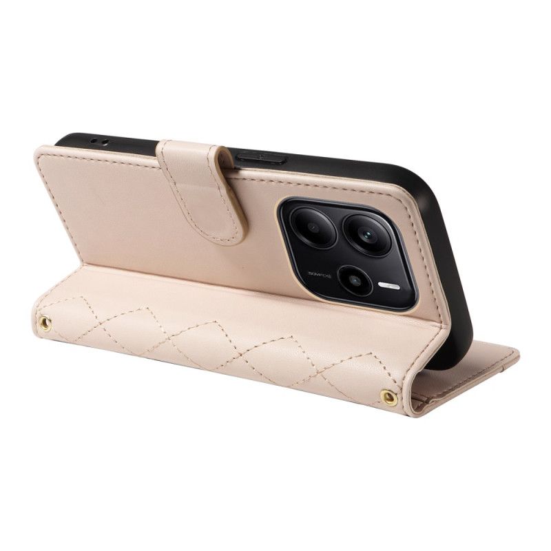 Leren Hoesje Xiaomi Redmi Note 14 4g Gewatteerd Met Riem En Schouderriem Bescherming Hoesje