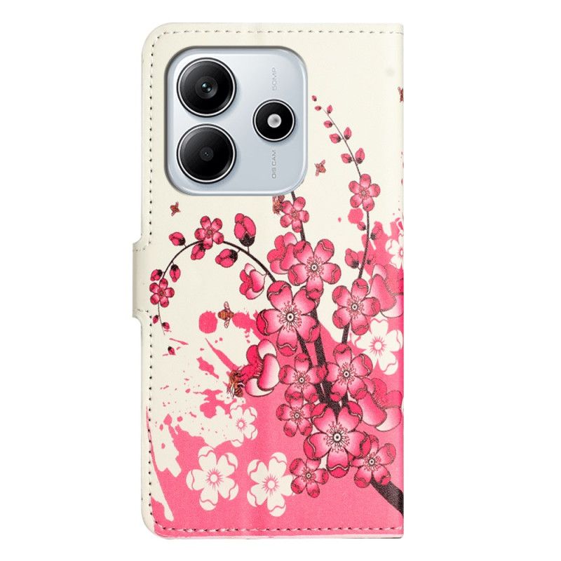 Leren Hoesje Xiaomi Redmi Note 14 4g Pruimenbloesems Bescherming Hoesje