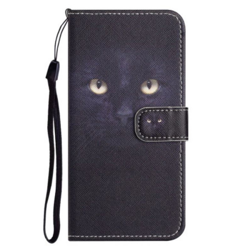 Leren Hoesje Xiaomi Redmi Note 14 4g Zwarte Katten Bescherming Hoesje