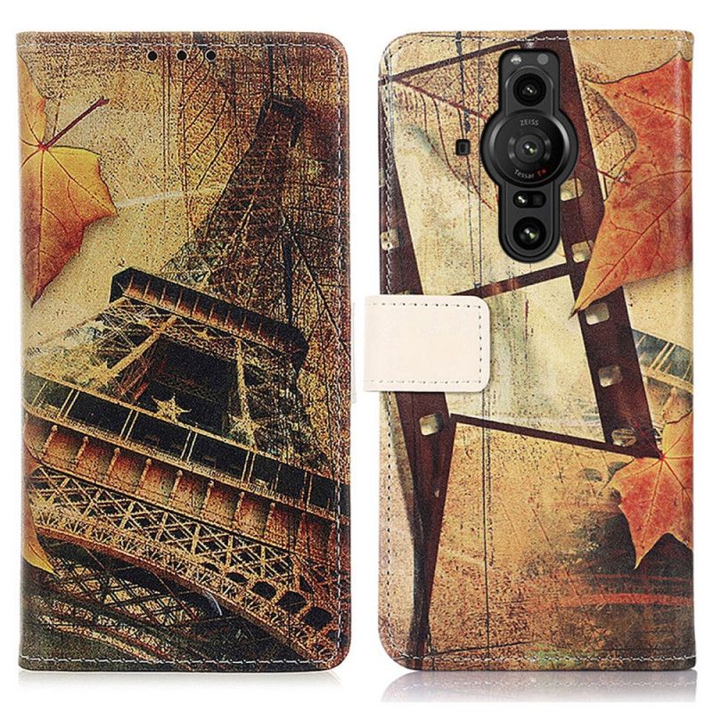 Leren Hoesje Sony Xperia Pro-i Eiffeltoren In De Herfst