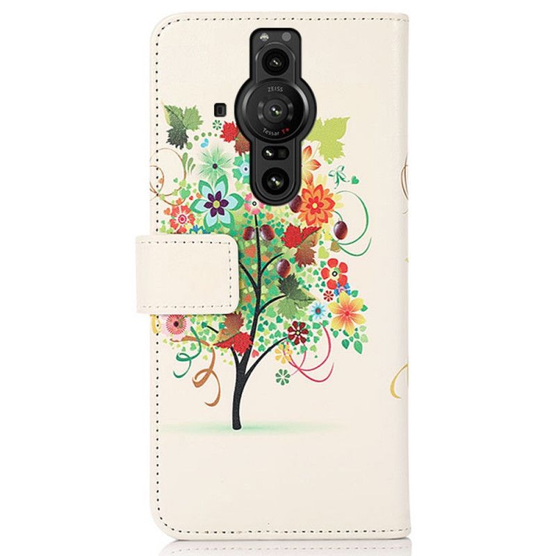 Leren Hoesje Voor Sony Xperia Pro-i Bloeiende Boom