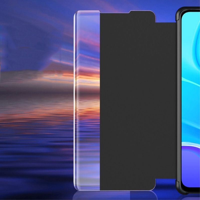 Bekijk Omslag Xiaomi Redmi 9 Rood Zwart Kunstleer Met Textuur