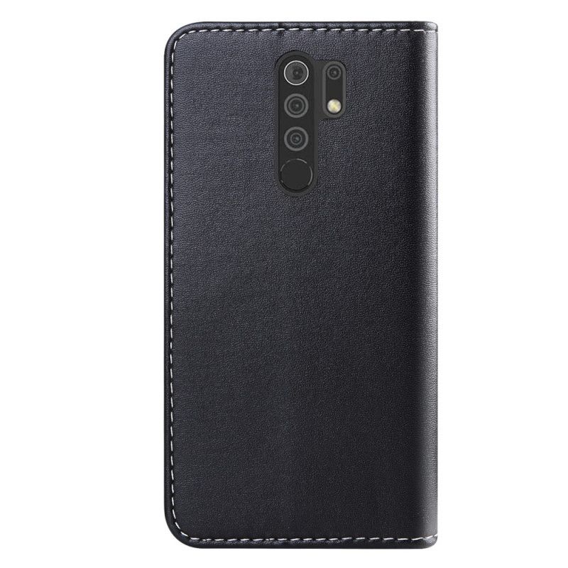 Bescherming Hoesje Xiaomi Redmi 9 Grijs Zwart Driekleurig Leereffect