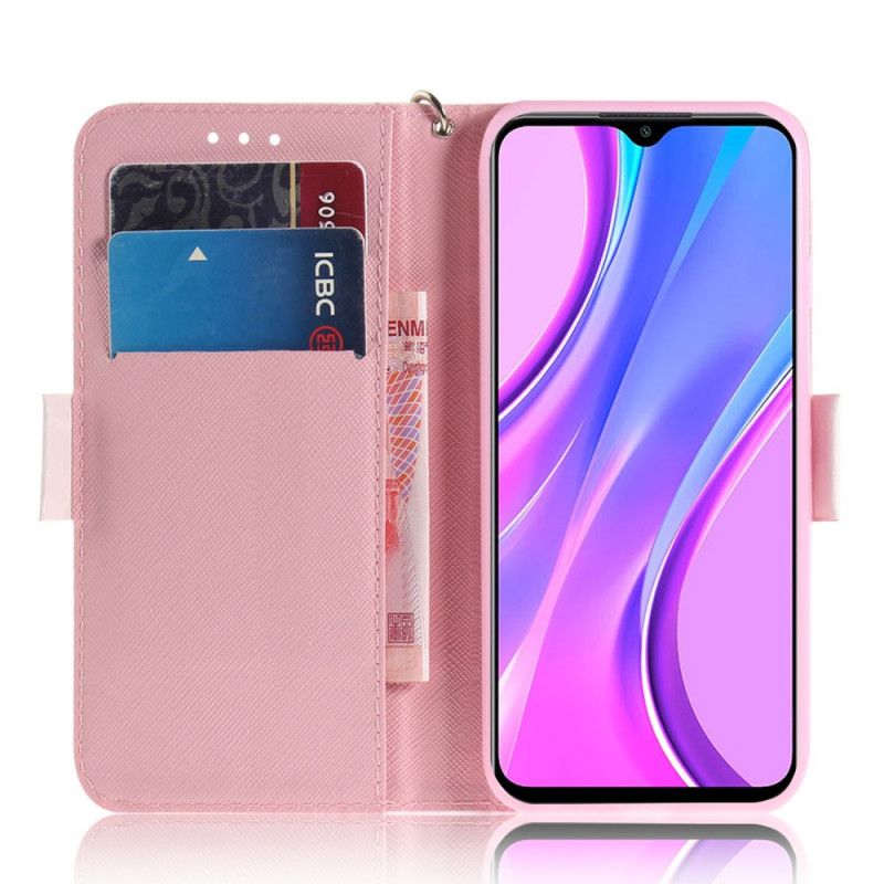 Bescherming Hoesje Xiaomi Redmi 9 Telefoonhoesje Panda Love Met String