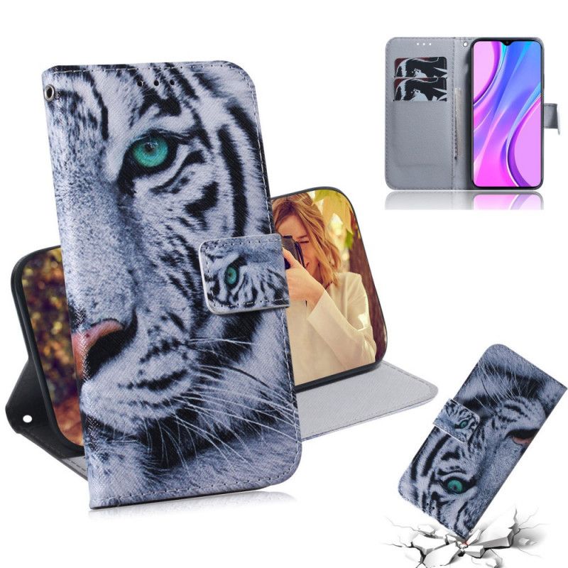 Bescherming Hoesje Xiaomi Redmi 9 Telefoonhoesje Tijgergezicht