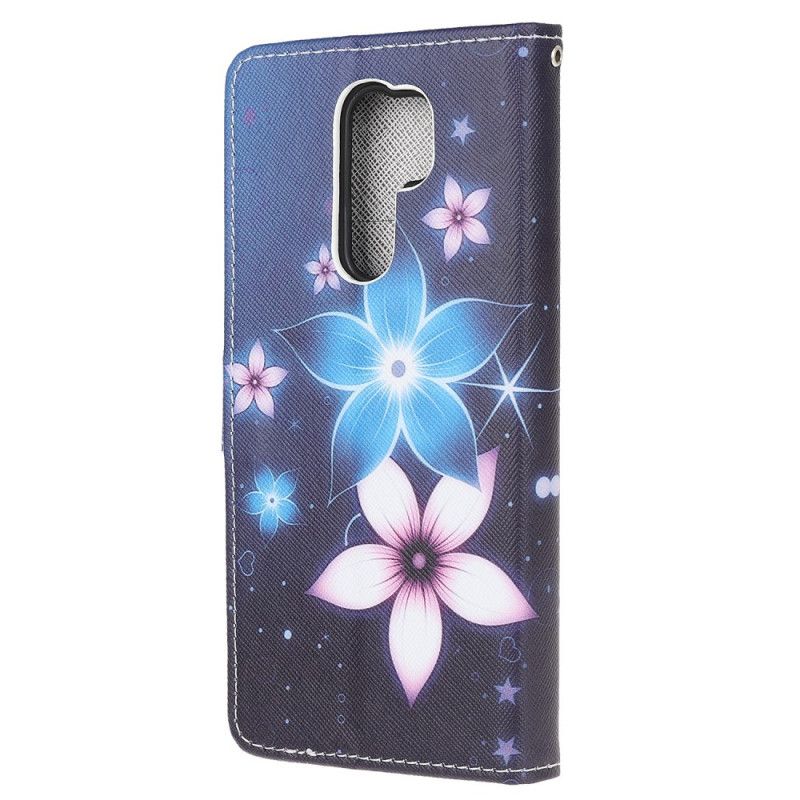 Flip Case Leren Xiaomi Redmi 9 Maanbloemen Met String