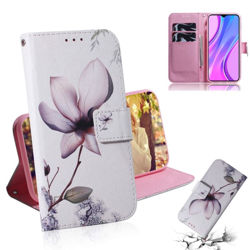 Flip Case Leren Xiaomi Redmi 9 Oud Roze Bloem