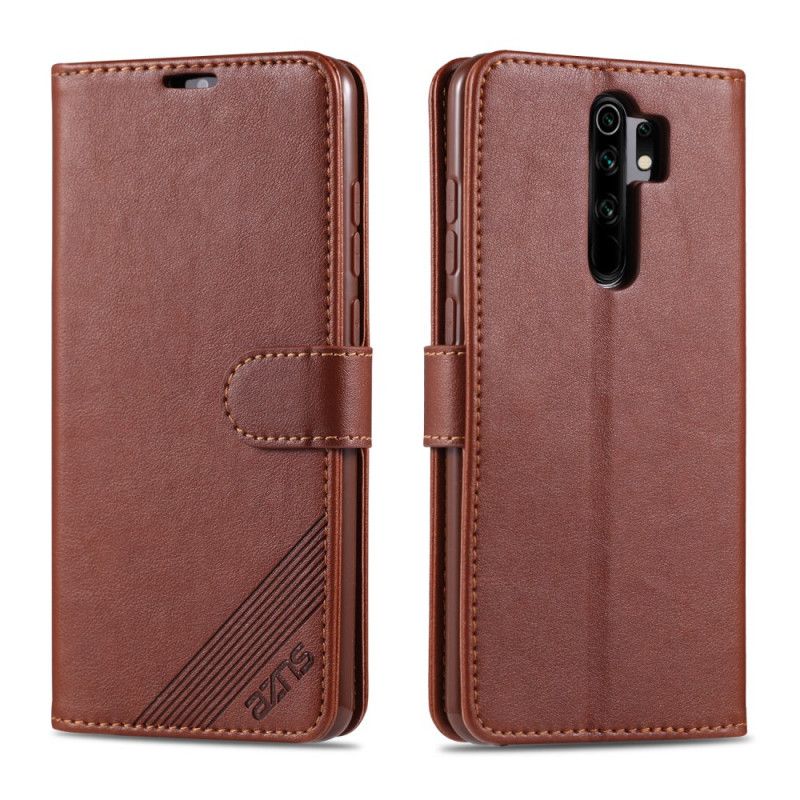 Flip Case Leren Xiaomi Redmi 9 Rood Zwart Azns Kunstleer