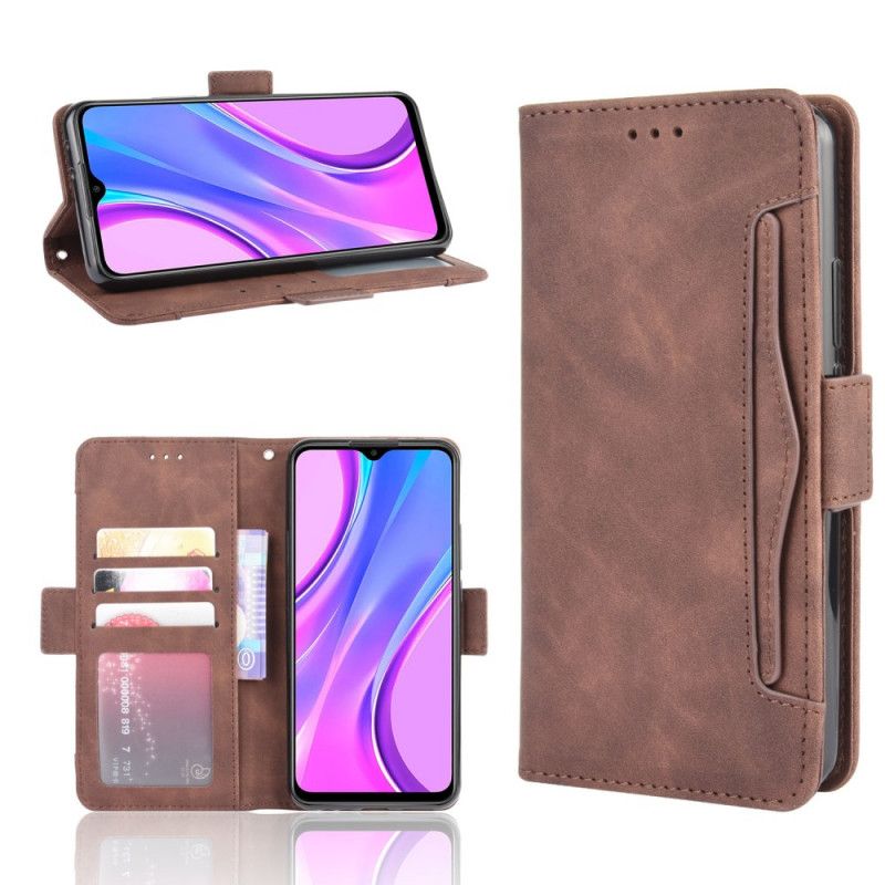 Flip Case Leren Xiaomi Redmi 9 Rood Zwart Eersteklas Multikaart