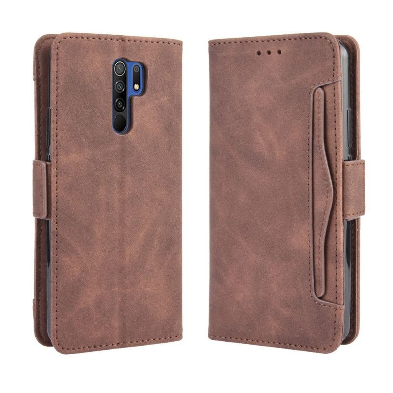 Flip Case Leren Xiaomi Redmi 9 Rood Zwart Eersteklas Multikaart