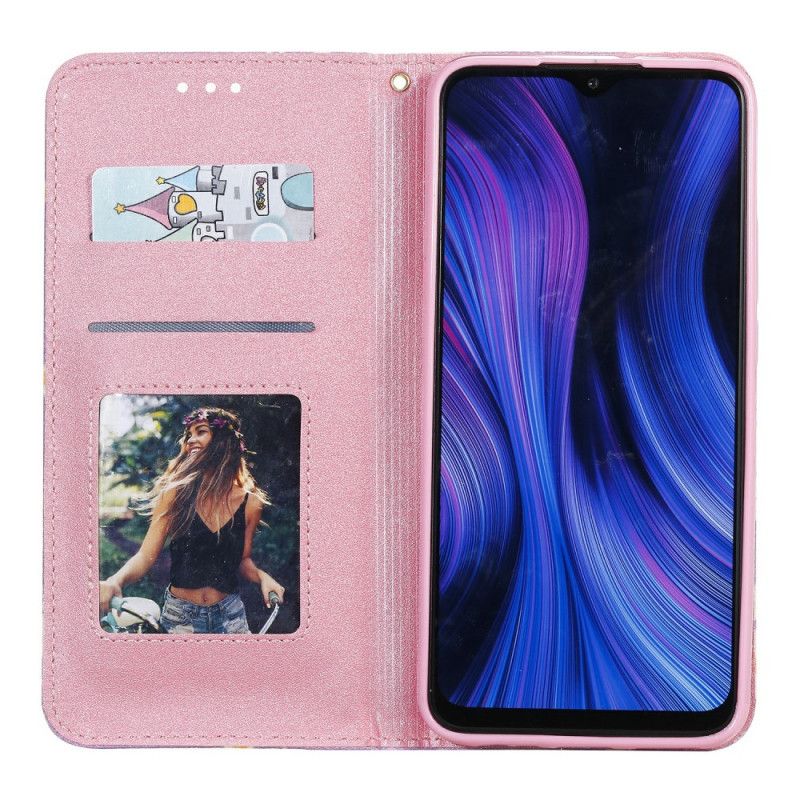 Folio-hoesje Xiaomi Redmi 9 Oranje Roze Madeliefjes