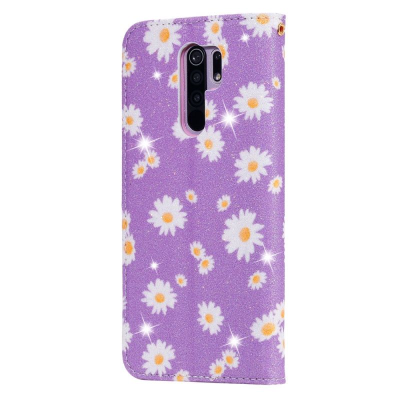 Folio-hoesje Xiaomi Redmi 9 Oranje Roze Madeliefjes